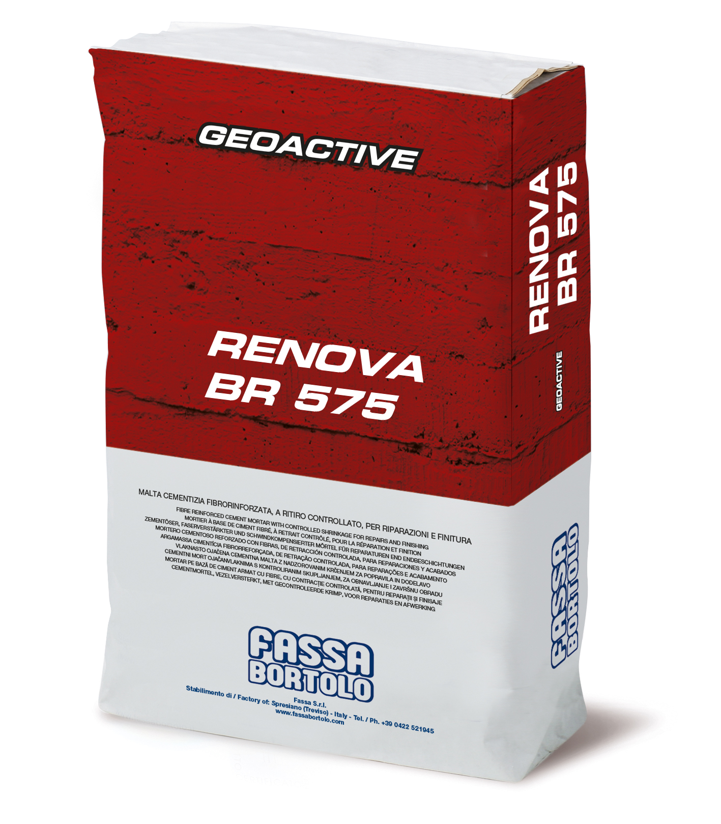 RENOVA BR 575: Mortero cementoso monocomponente, tixotrópico, reforzado con fibra, de fraguado rápido, de retracción compensada para reparaciones y acabados de hormigón