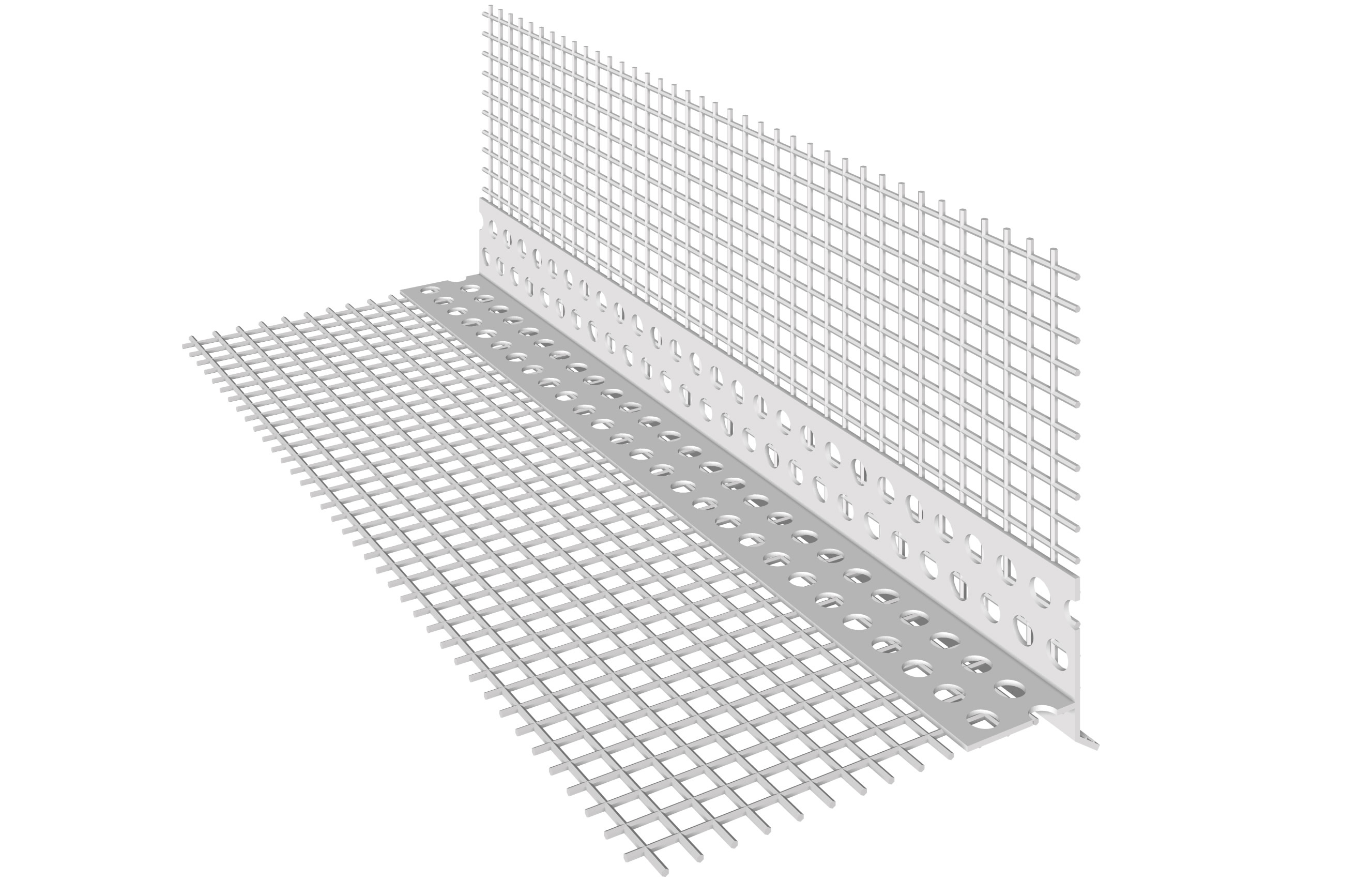 ESQUINERO DE PVC CON GOTERÓN DIAGONAL: Esquinero de PVC con malla de fibra de vidrio preencolada y goterón diagonal